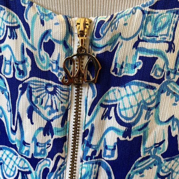 Lilly Pulitzer Cathy Shift Dress in Get Trunky print size 6 in bomber blue - Picture 6 of 11